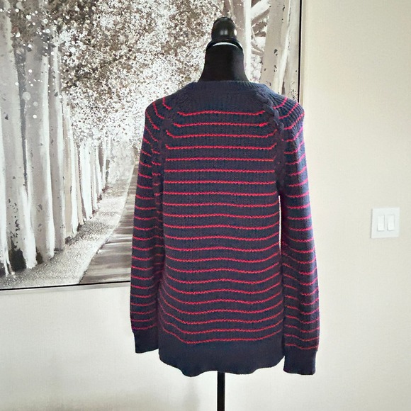 Vineyard Vines Break Stripe Lattice Crew Cotton Merino Wool Sweater - Size M - Picture 8 of 10